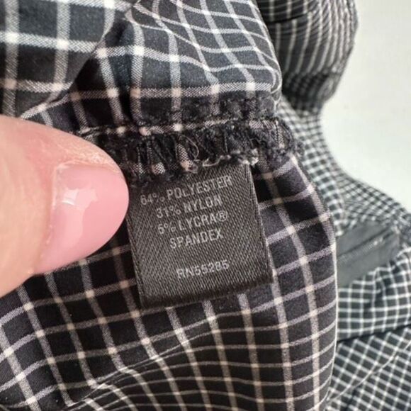 Express Y2K Ruffle Front Structured Plaid Blouse Size Small Black & White - Picture 11 of 12